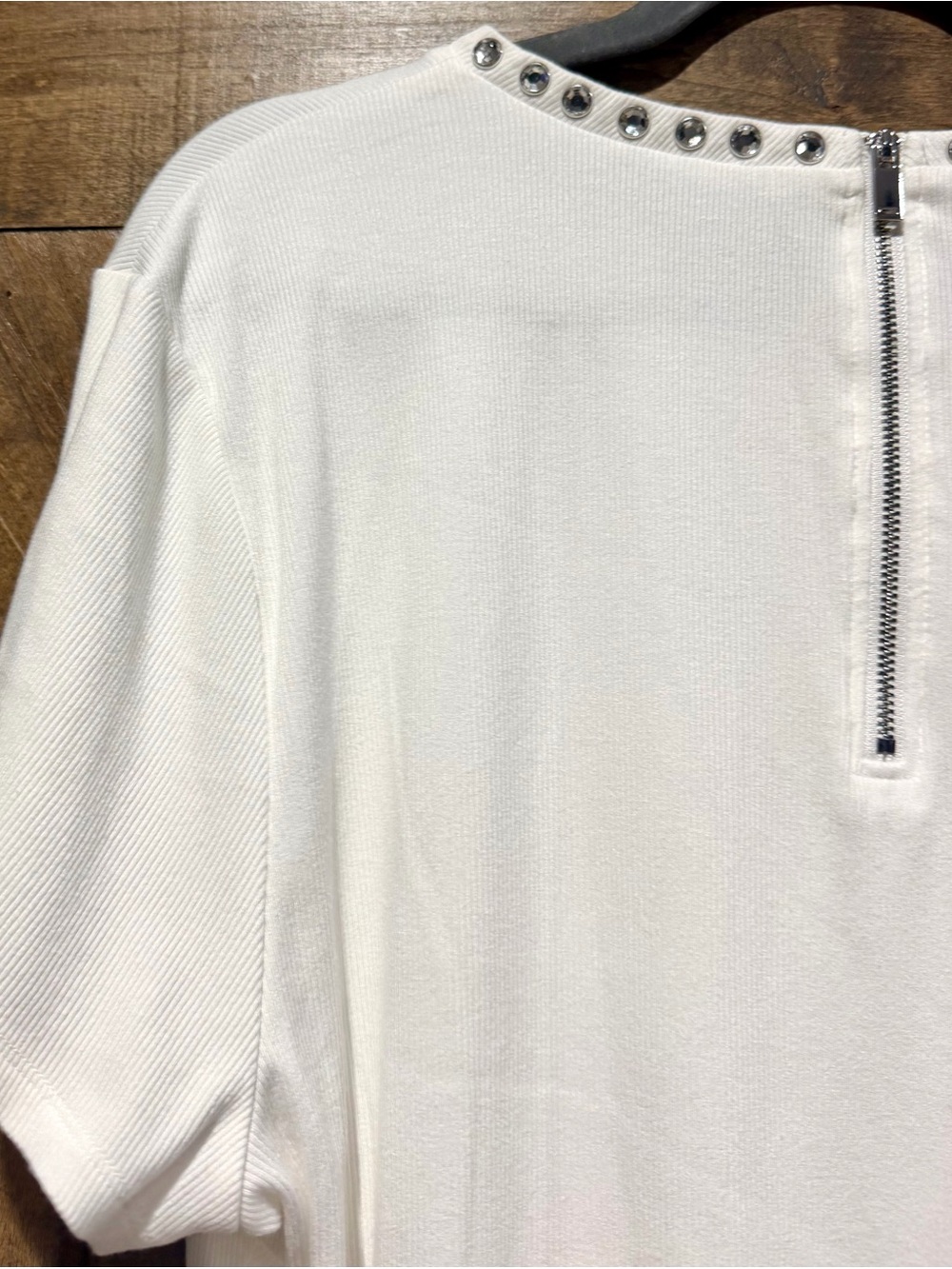 Generation Love White Ribbed Zip Back Rhinestone Top - Picture 12 of 13